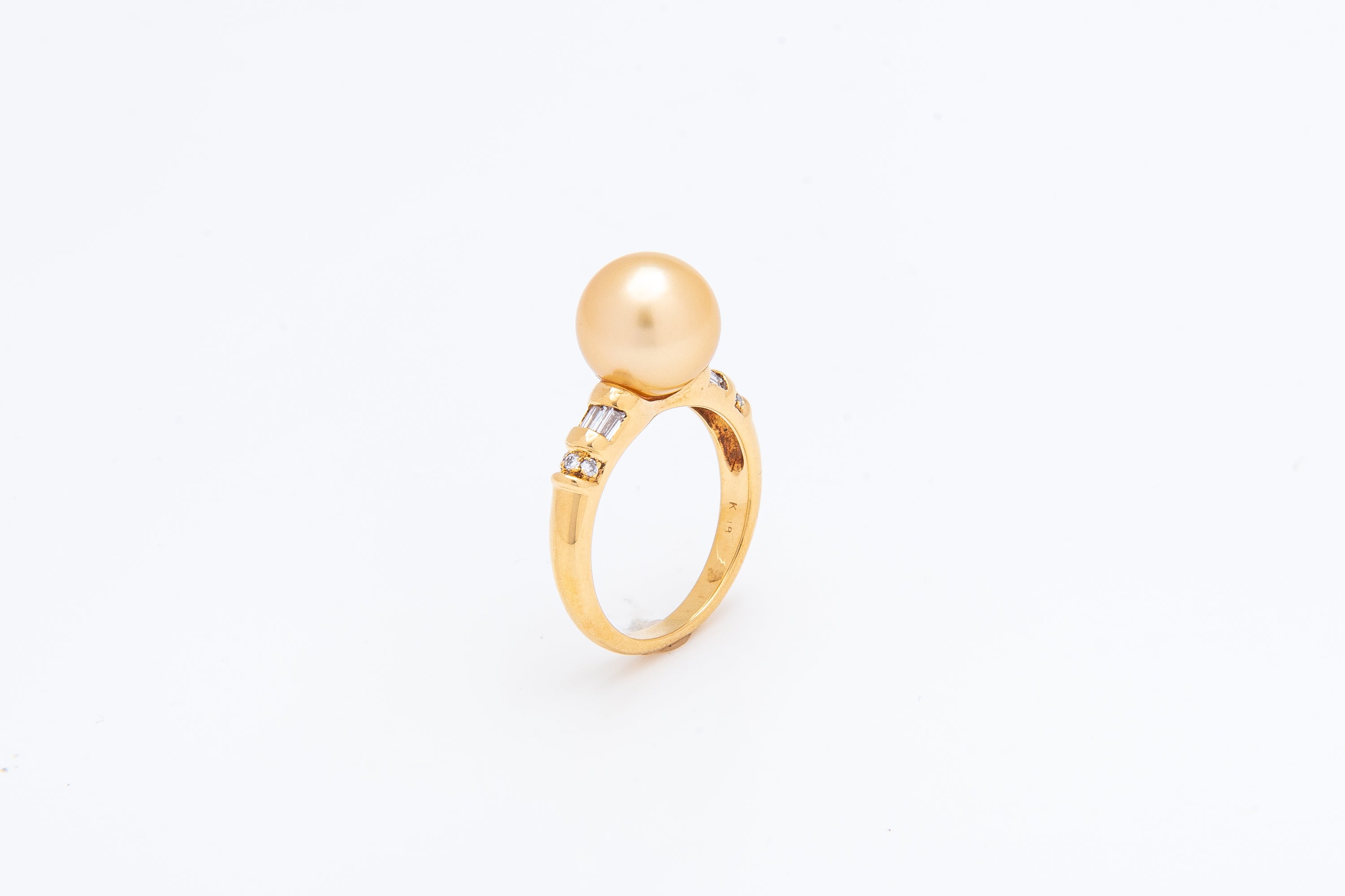 南洋真珠ゴールドカラーk18リング（0.26ctダイヤ） – パールジュエリー